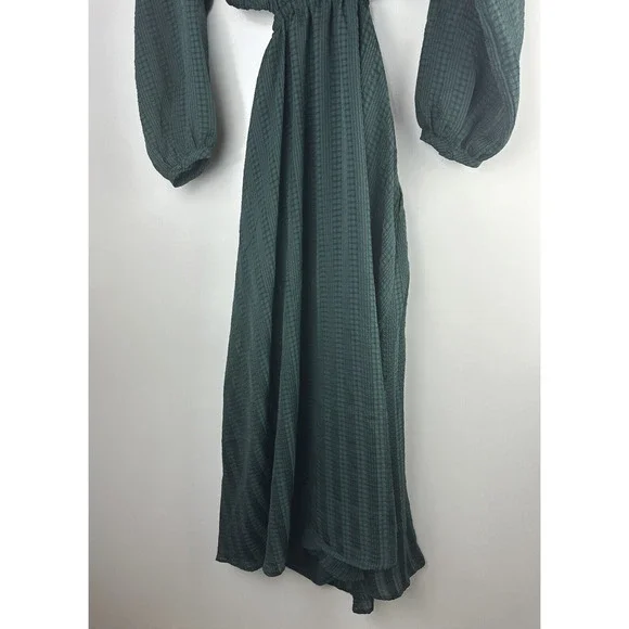 Madewell Long Sleeve Cutout Midi Dress Smoky Spruce Green Black Women's Medium - Picture 15 of 16